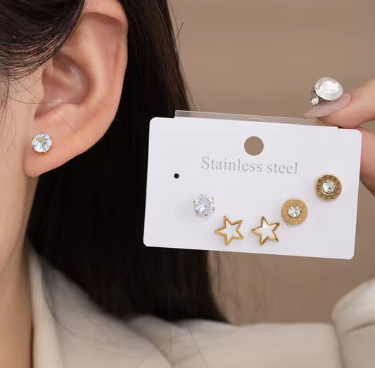 Set de aretes - TOP | 🛡️Acero inoxidable