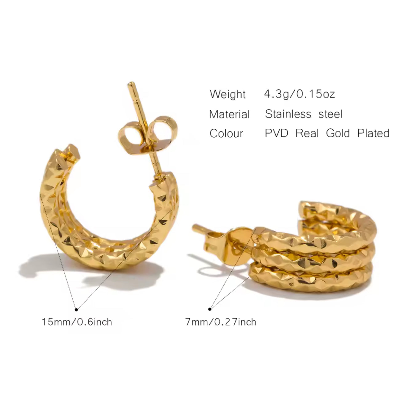 Aretes - PREMIUM | ✨Chapado en oro PVD 18K | 💦 Waterproof